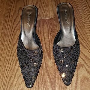 Redsilksash brown sequin dress heels.Sz. 8